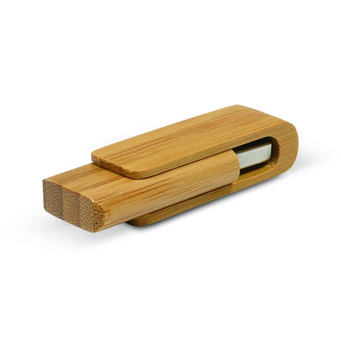 A bamboo 4GB flash drive featuring a sleek wooden design.