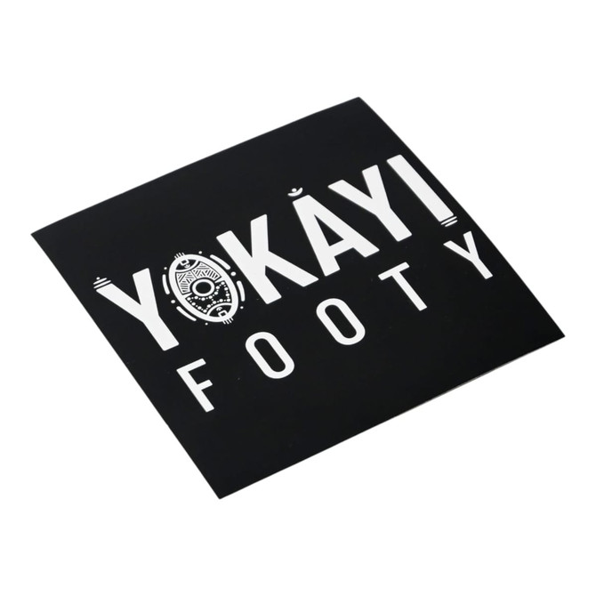 A square sticker featuring a black background with white text and a logo. The sticker is 75 x 75 mm.