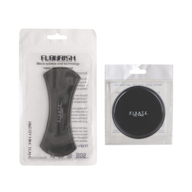A black Sticky Nano Rubber Pad and gel pads, packaged in clear plastic with branding visible.