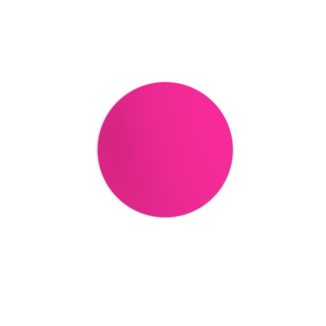 A bright pink lacrosse ball with a smooth surface and a circular shape, featuring a logo.