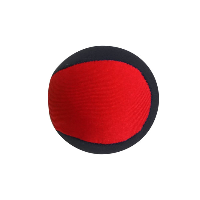A red and black water bouncing ball with a smooth, textured surface. It features a logo on its side.
