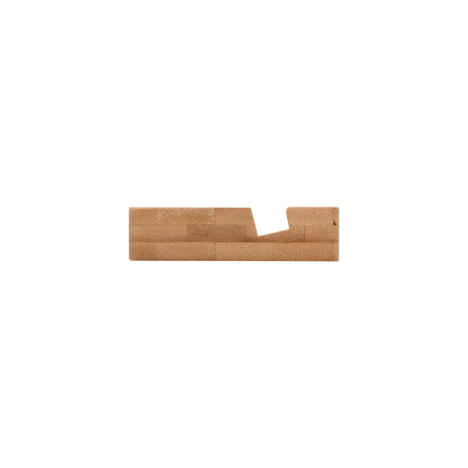 A bamboo phone holder in a natural finish, featuring a sleek and minimalist design.