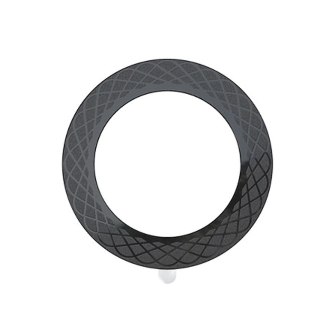 A black magnetic ring featuring a textured pattern, suitable for various phone and technology uses.