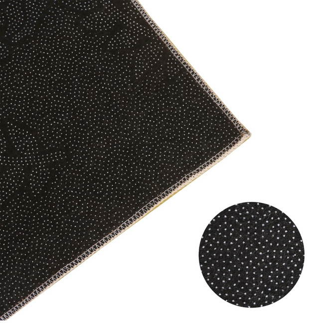 A polyester logo mat featuring a textured black surface with a subtle design. Includes a close-up detail.