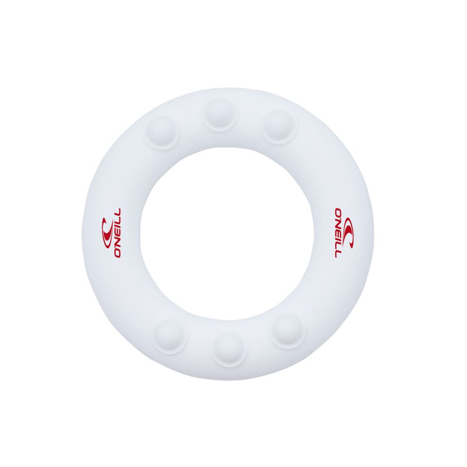 A white wrist disc featuring raised dots and a logo, designed for promotional events and exhibitions.