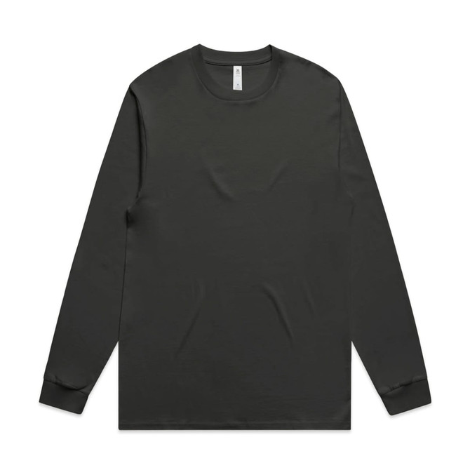 A long-sleeve t-shirt in black with a simple design and a logo.