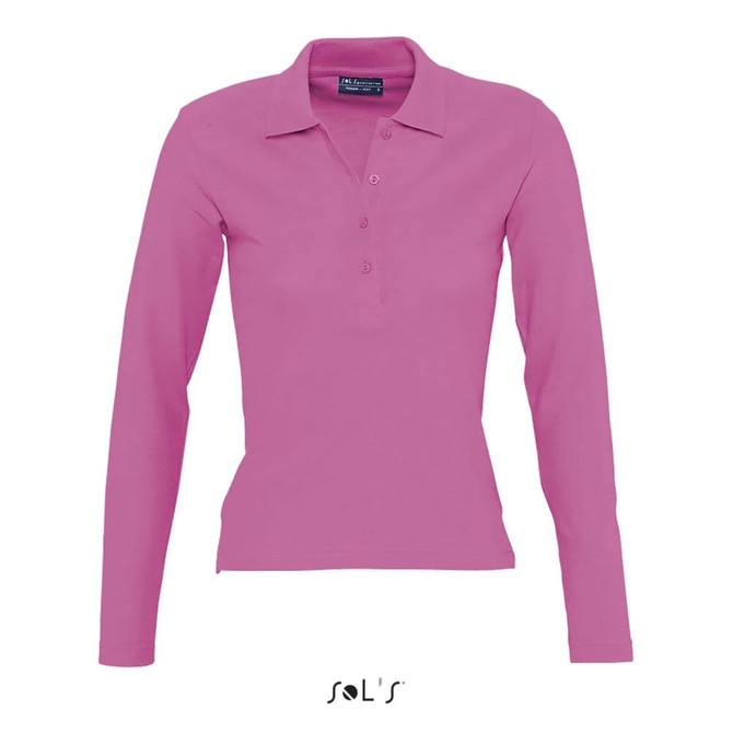 Polo shirt women's long sleeve 100% combed ring spun cotton PODIUM