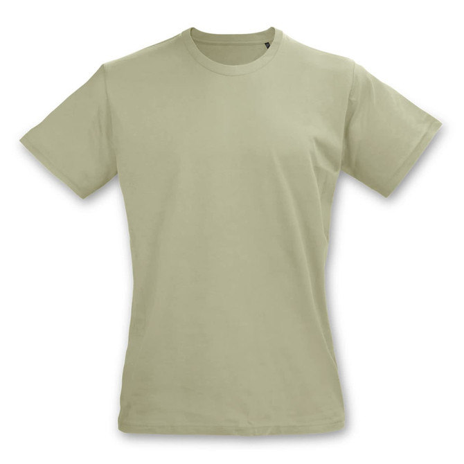 A light green women's t-shirt with a classic crew neck design and short sleeves. It features a logo on the chest.