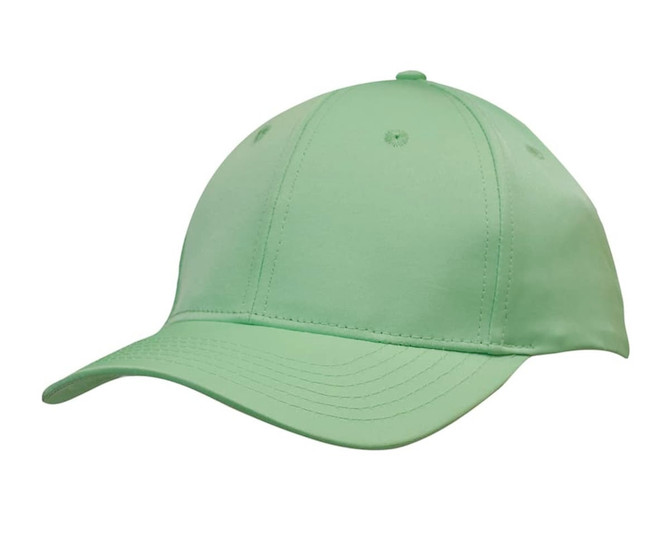 A green sports twill cap with a structured design and a curved brim, featuring branding on the front.