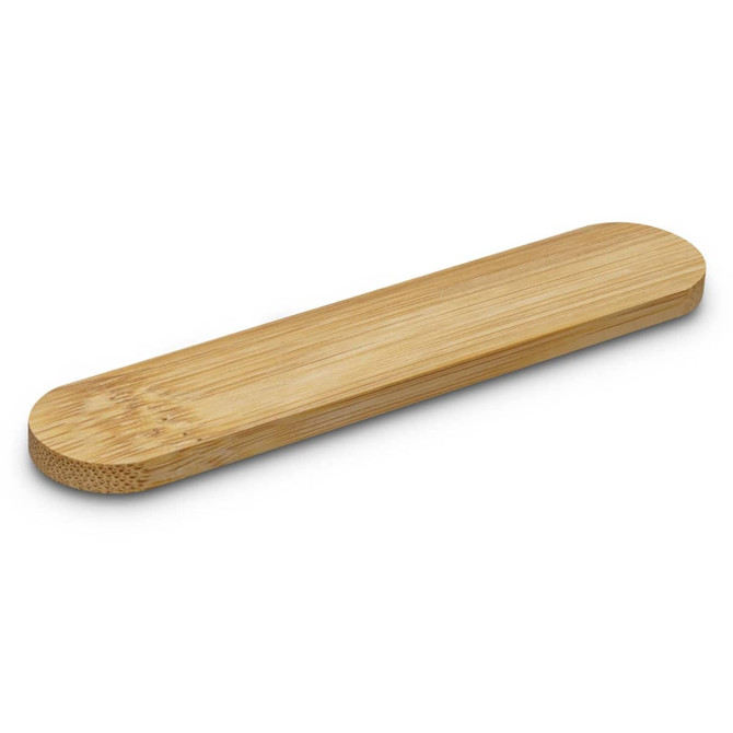 A bamboo nail file with a smooth, natural finish, featuring a light brown colour and rounded edges.