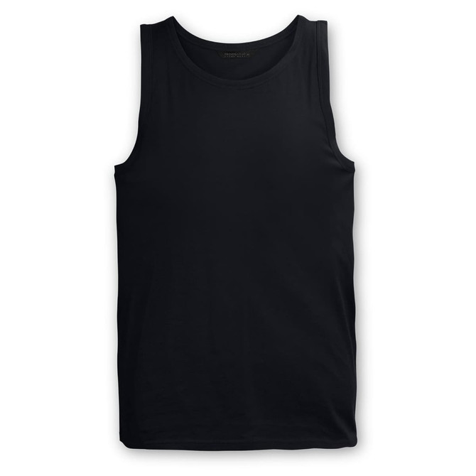 A black TRENDSWEAR Relay Men's Tank Top with a simple design and no visible branding.
