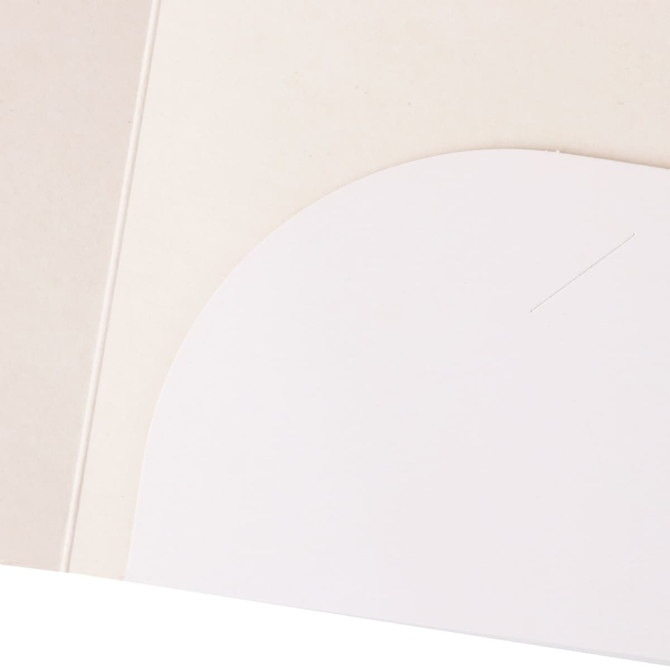A4 full colour presentation folder in cream with a rounded pocket and a logo.