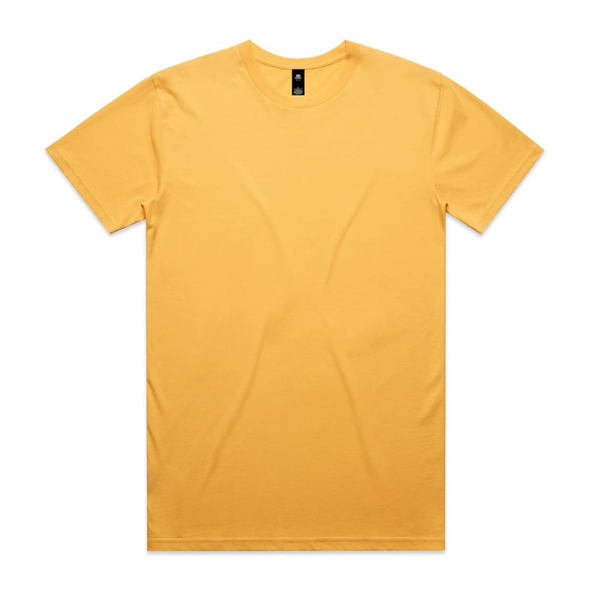 A yellow Staple Tee t-shirt featuring a crew neckline and short sleeves. It has a branding logo.