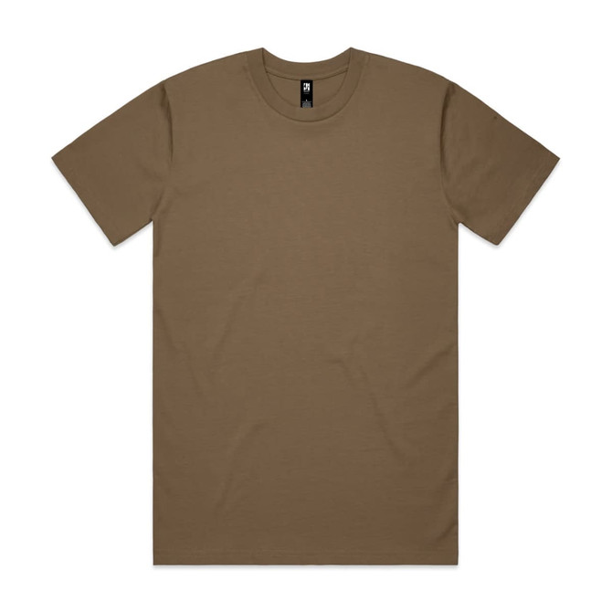 A brown classic t-shirt made from soft fabric, featuring a crew neckline and short sleeves. It has a logo tag.