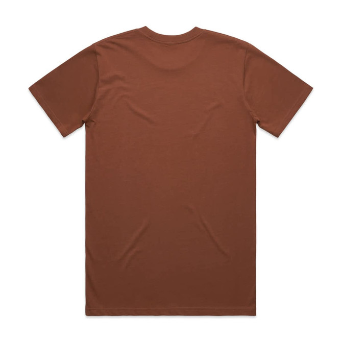 A brown Classic Tee with short sleeves and a plain back design, featuring a logo at the neck.