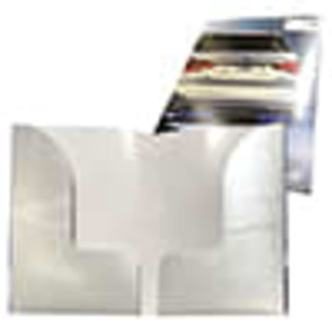 A4 digital presentation folder in clear plastic, featuring double pockets for documents and a sleek design.