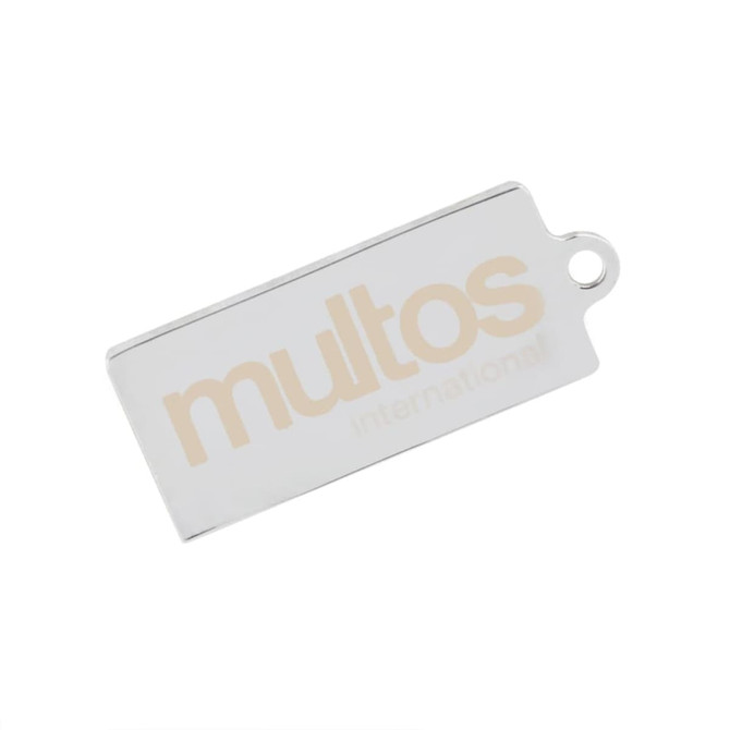 A silver Mini Europa Flash Drive with a rectangular shape and a branding logo.