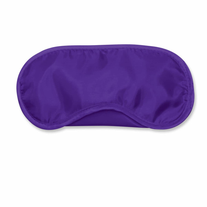 A purple eye mask, featuring a smooth fabric design.