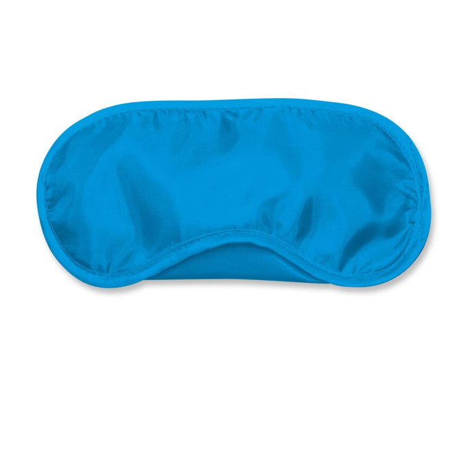 A blue eye mask designed for comfort and relaxation.