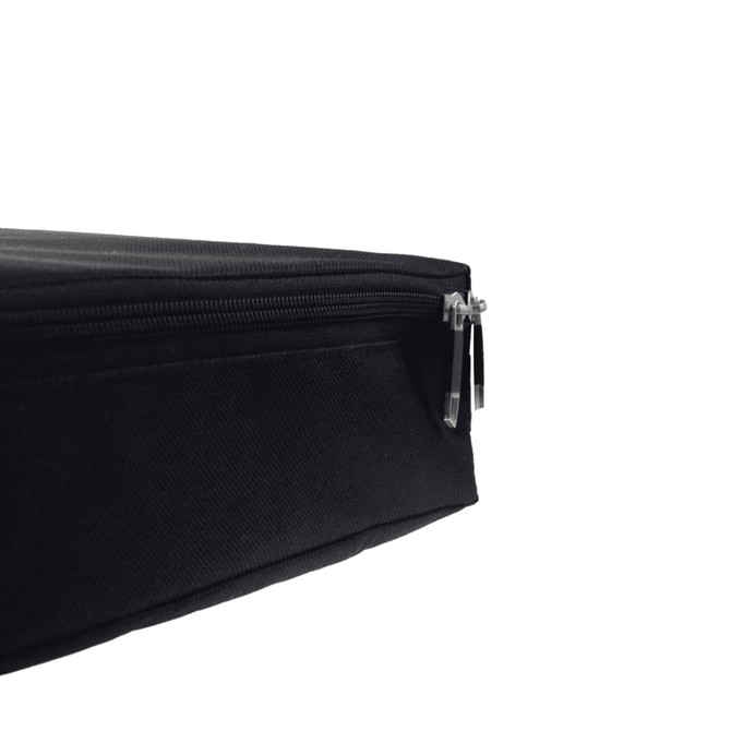 A black zippered case with a textured surface, suitable for storage or transport of items.