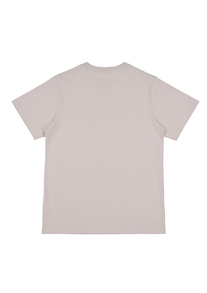 A short sleeve women's tee in a light beige colour, featuring a plain back and a logo on the tag.
