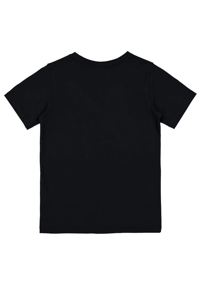 A black short sleeve tee for kids, featuring a plain back design and a simple silhouette.