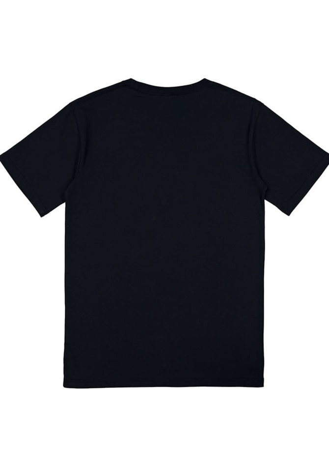 A black short sleeve t-shirt with a plain back and no visible designs or logos.