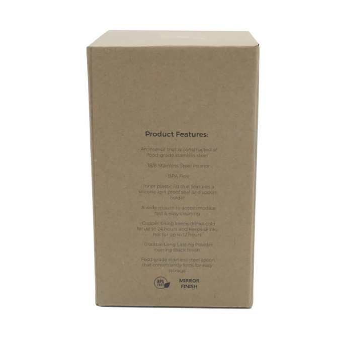 A drink bottle with a cardboard box design, featuring a logo and product information on its surface.