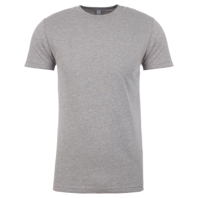 A grey men's CVC crew t-shirt displayed against a plain background, featuring short sleeves and a casual fit.