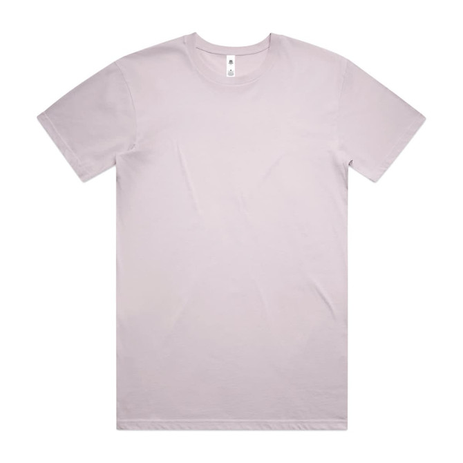 A plain lilac t-shirt featuring short sleeves and a crew neckline, with a logo tag.