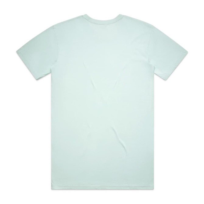 A light mint green t-shirt featuring short sleeves and a plain back. The shirt has a simple logo.
