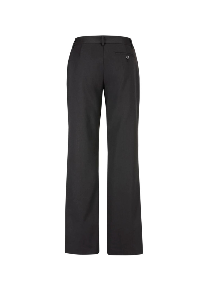 A pair of women's relaxed pants in black, featuring a straight leg design and back pocket.