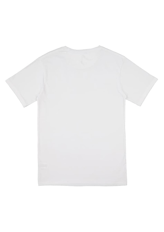 A plain white short sleeve tee with a simple design and no visible logos or branding.