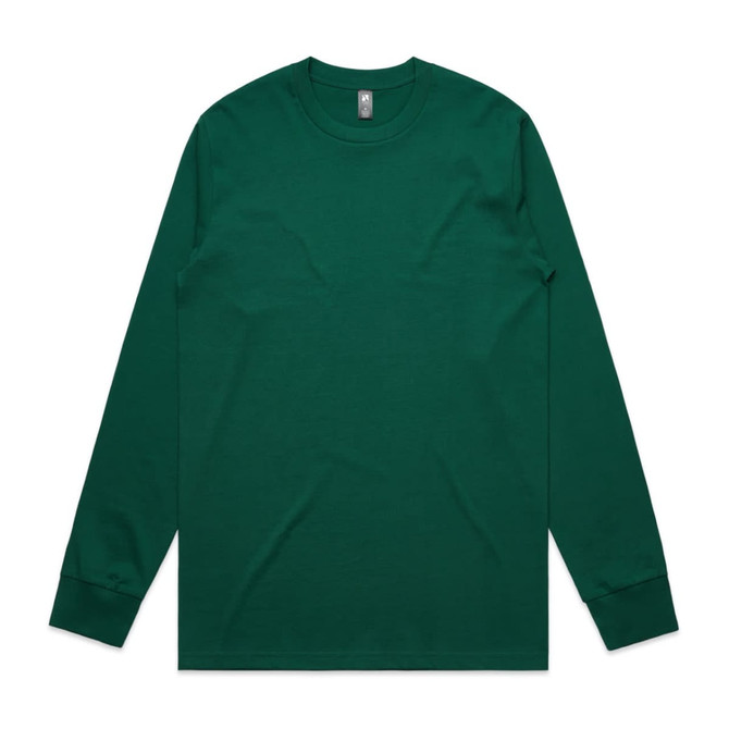A long-sleeve T-shirt in a deep green colour, featuring a branding logo.