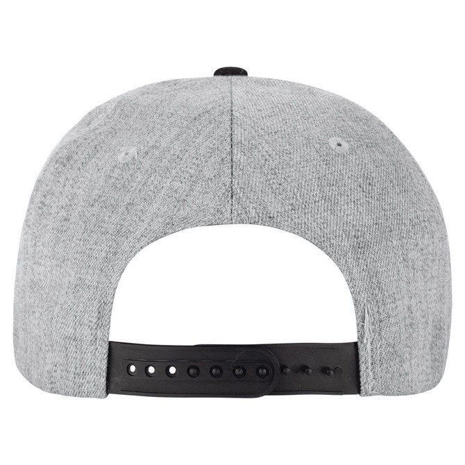 A grey cap with a black adjustable strap and a logo at the back. The fabric has a textured appearance.