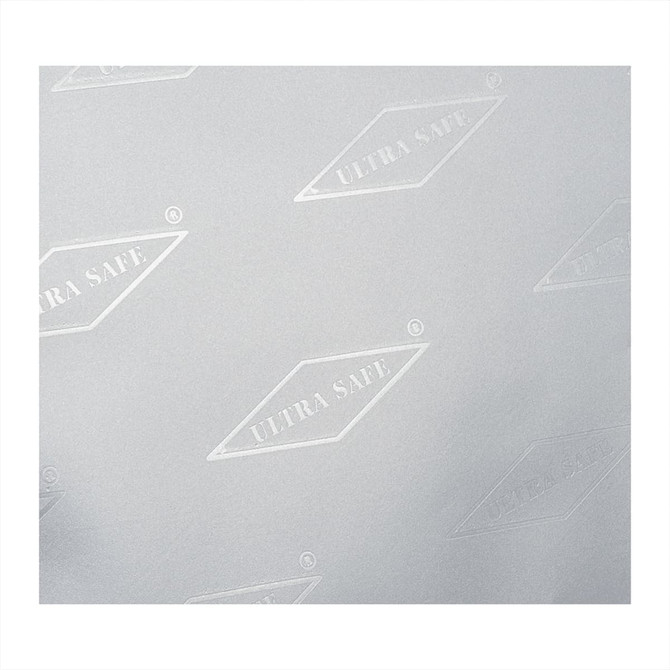 A textured grey surface featuring a repeating pattern with the words "ULTRA SAFE" embossed in a diamond shape.