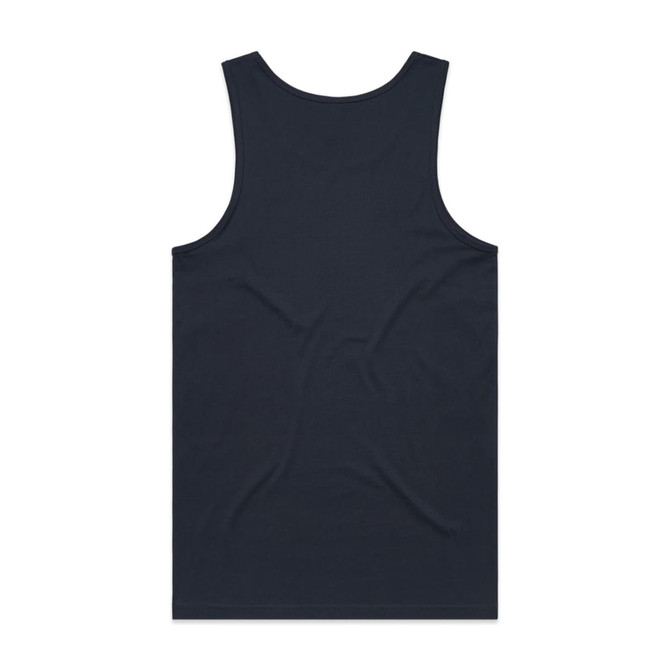 A navy blue singlet featuring a simple design and no visible logos or branding on the back.