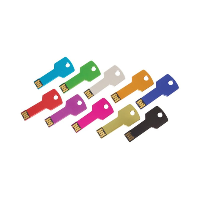 A collection of USB COB flash drives in various colours, including red, green, blue, purple, orange, and black.