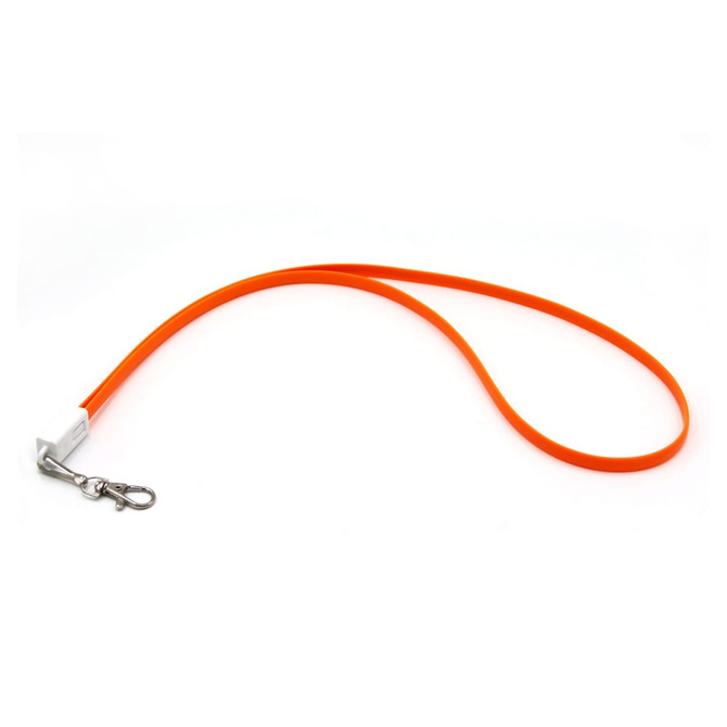 An orange TPE lanyard with a clip attachment, designed for holding items securely.