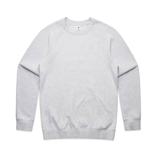 A grey jumper with long sleeves and a round neckline, featuring a logo on the front.