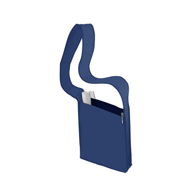 A blue Curl Sling Bag featuring a single strap and a zippered pocket. It has a simple, modern design.
