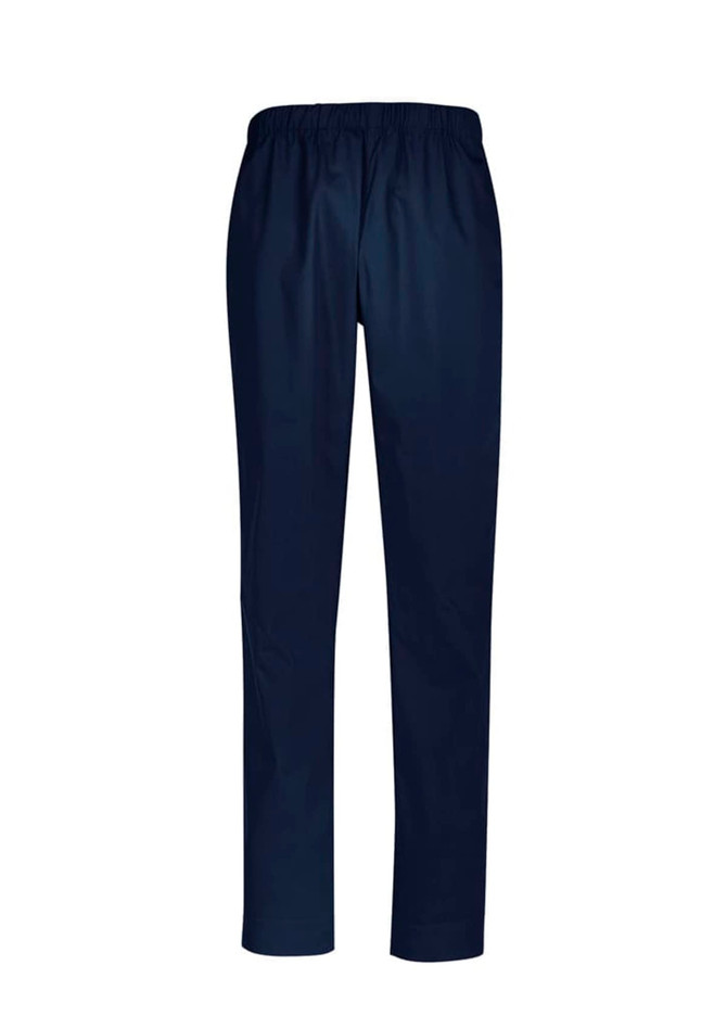 Unisex Hartwell reversible scrub pants in navy, featuring an elastic waistband and a sleek, straight-leg design.