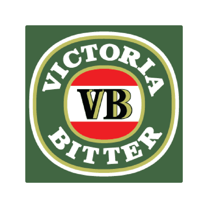 A green square coaster featuring a circular logo with red, white, and black elements, and a gold border.
