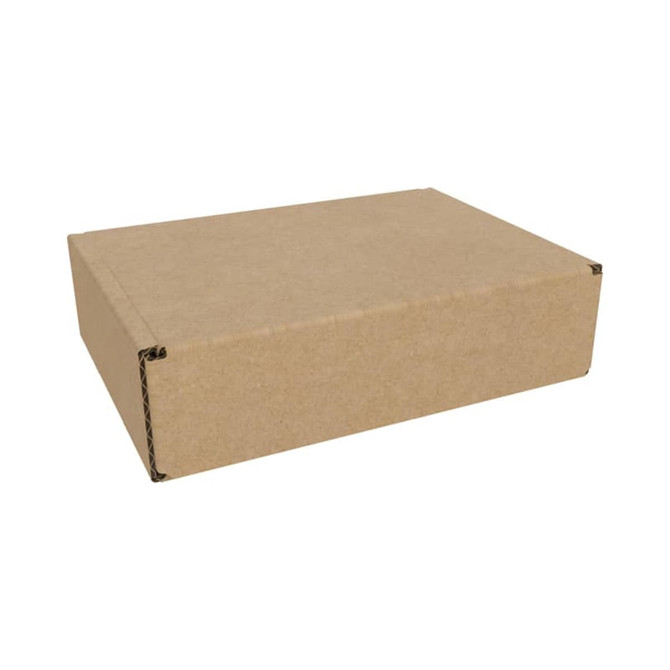 A plain brown cardboard box with no visible markings or branding.