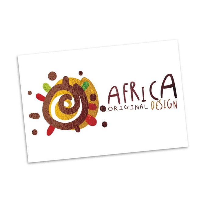 A colourful design featuring a swirling pattern with earthy tones and the text “Africa Original Design.”