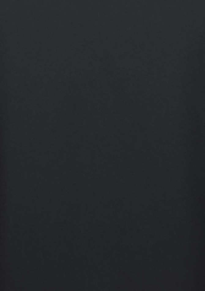 A women's long sleeve shirt in black with a smooth texture and a logo on it.