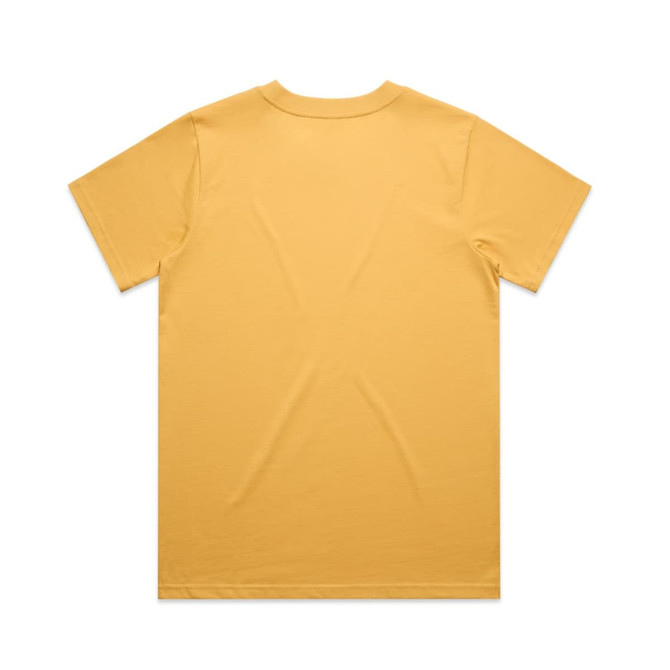 A yellow t-shirt with a plain back and no visible logos or graphics.
