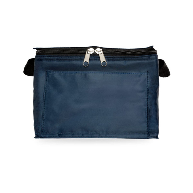 A navy blue zipped bag with a smooth finish and a front pocket, suitable for storing small items.