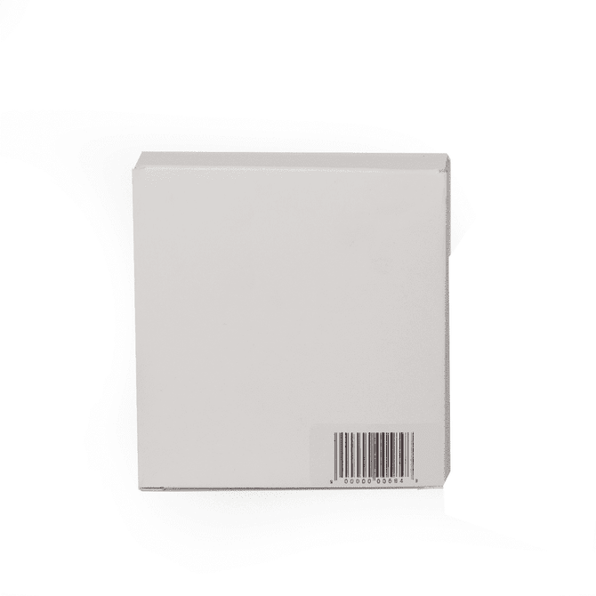 A plain white box with no visible branding or markings, featuring a barcode on one side.