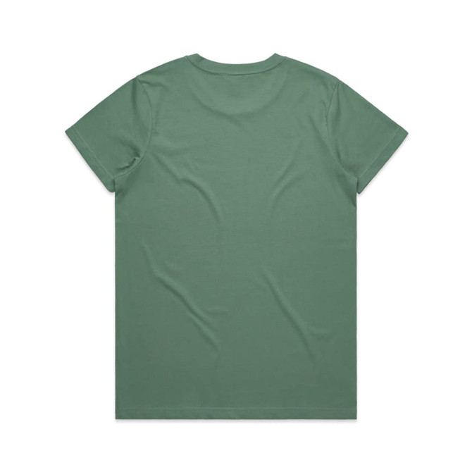 A green t-shirt with a plain back, featuring a logo near the neckline.